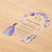 Paarse Rozen Waterverf Quinceañera Acryl Uitnodigingen (Laagn)