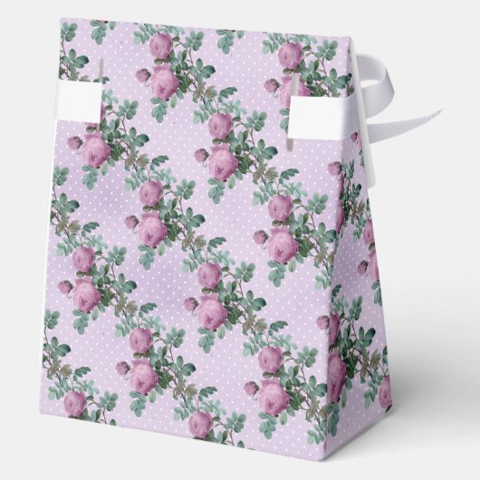 Paarse Rozen & Witte Polka Dot Stijl Bedankdoosjes (Achterkant)