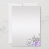 Paarse Rozen Zilveren bladeren - Zilver - Bruiloft Kaart (Achterkant)