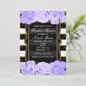 Paarse Rozen Zwart Strepen & Goud Vrijgezellenfees Kaart (Staand voorkant)