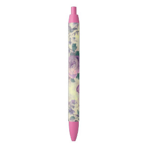 Paarse Rozen Zwarte Inkt Pen