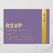 Paarse RSVP-kaart Folie Uitnodiging Briefkaart (Voorkant)