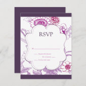 Paarse RSVP-reactiekaart voor Butterfly RSVP (Voorkant / Achterkant)