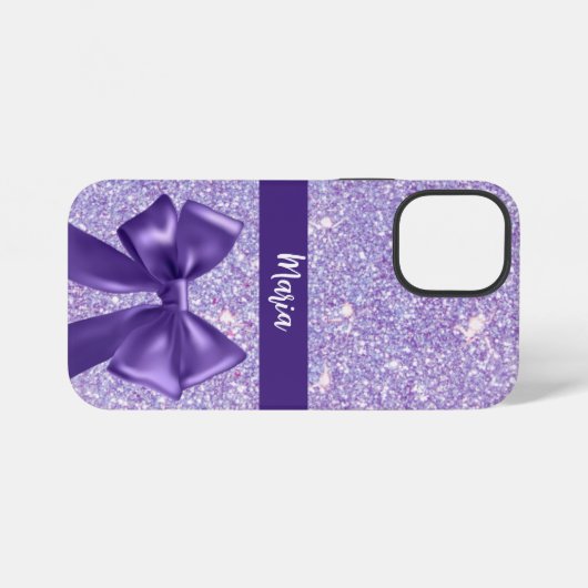 Paarse ruban zilveren glitter op maat iPhone hoesje (Achterkant horizontaal)