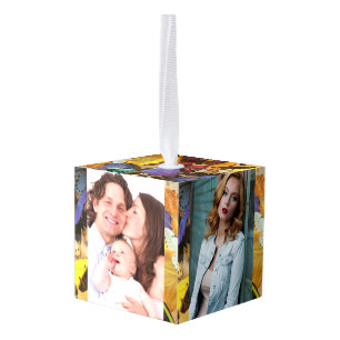 paarse rubberen oranje vlinder met kleurrijke trop kubus ornament