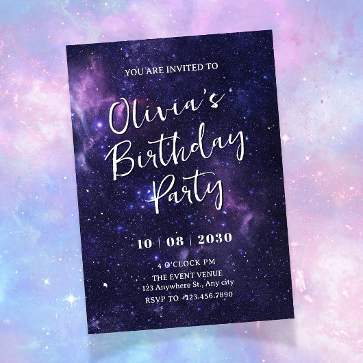 Paarse ruimte galaxy Invitation Kaart