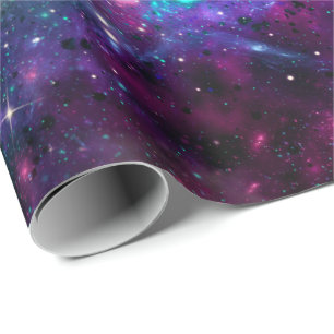 Paarse Ruimte Melkweg Kosmische Ruimtes Teal Roze  Cadeaupapier