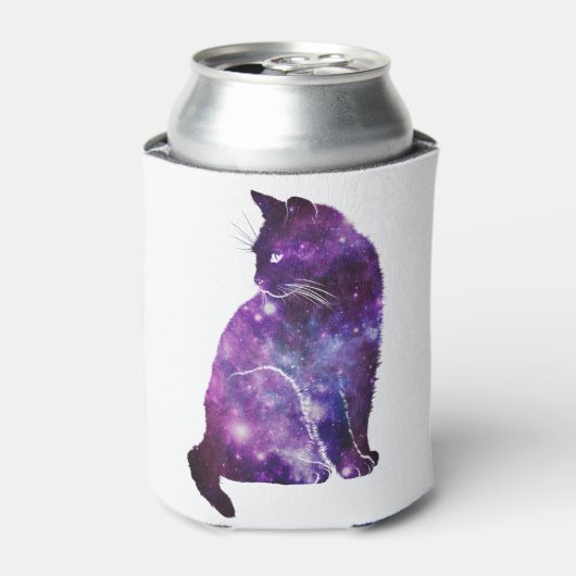 Paarse ruimte Nebula Cat Blikjeskoeler (Blikje Voorkant)