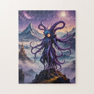 Paarse Ruimte Octopus Vetgedrukte Kleuren Puzzel