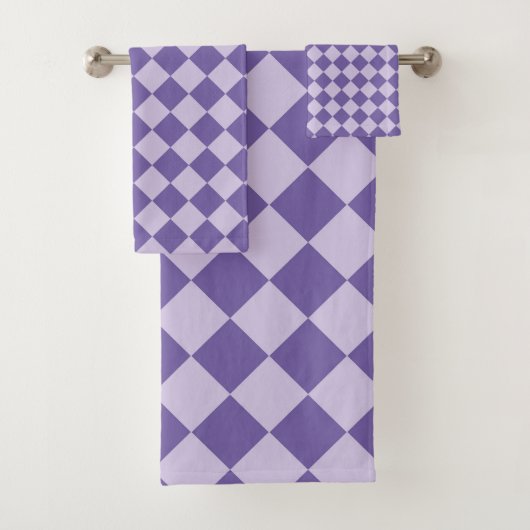 Paarse ruitpatroon van Checker Bad Handdoek (Insitu)