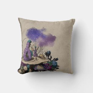 Paarse Rups Alice in Wonderland Decoupage Kussen