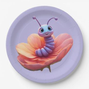 Paarse rups papieren bordje