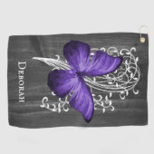 Paarse Rustic Butterfly - Speciaal Golfhanddoek (Horizontaal)