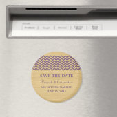 Paarse Rustic Chevron Save the Date Magnet Magneet (Insitu (Vaatwasser))