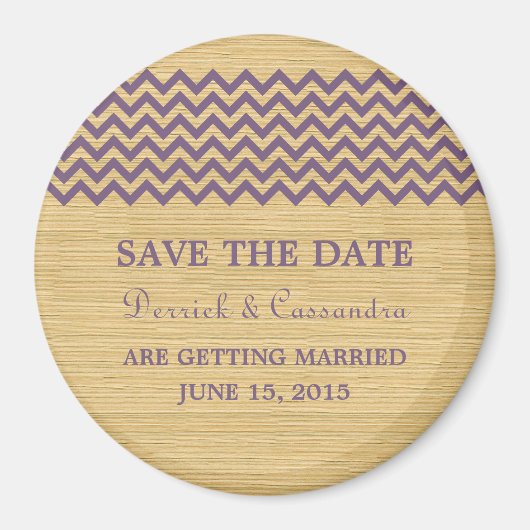 Paarse Rustic Chevron Save the Date Magnet Magneet (Voorkant)