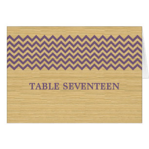 Paarse Rustic Chevron Table Number Kaart