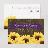 PAARSE RUSTIC SUNFLOWER RSVP-KAART RSVP KAARTJE (Voorkant / Achterkant)