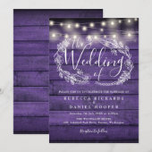 Paarse Rustieke Houten Slingerlichtjes Scriptie Br Kaart (Voorkant / Achterkant)