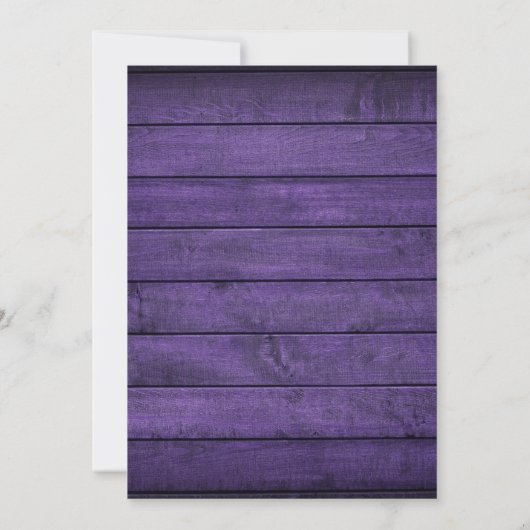 Paarse rustieke houten string verlichting script b kaart (Achterkant)
