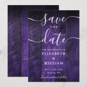 Paarse Rustieke Schuur Hout Boho Chic Wedding Save The Date (Voorkant / Achterkant)
