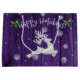 Paarse Rustige kerstreïndustrie Gift Bag Groot Cadeauzakje