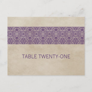 Paarse Rustige Lace Table Number Briefkaart