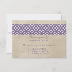 Paarse Rustische Quatrefoil Response Kaart