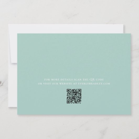 Paarse Sage Groene Eenvoudige QR Code Sla de Datum Kaart (Achterkant)