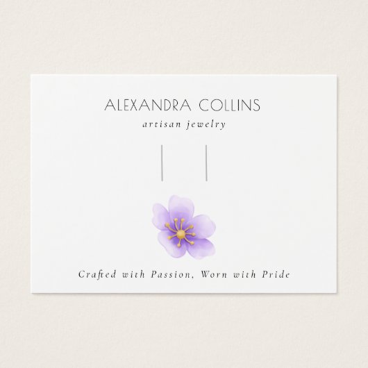 Paarse Sakura Blossom Haarclip Barrette Display Visitekaartje (Voorkant)