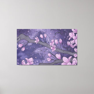 Paarse Sakura Tree Canvas Afdruk