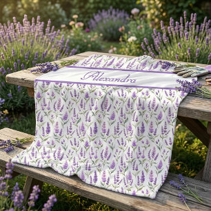 Paarse Salie Groene Lavendel Aangepaste Naam Fleece Deken