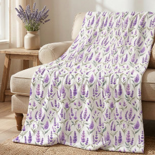 Paarse Salie Groene Lavendel Bloemen Fleece Deken