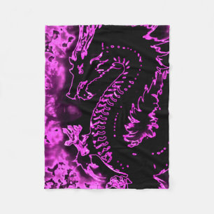 Paarse Samurai Spirit Dragon Fleece Blanket Deken