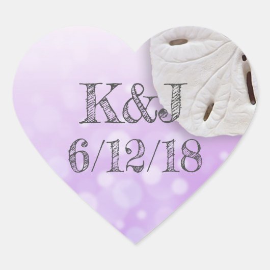 Paarse Sand Dollar Seaside Wedding Stickers (Voorkant)