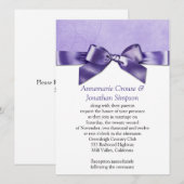 Paarse Satin Ribbon Wedding Kaart (Voorkant / Achterkant)