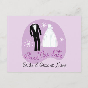 Paarse save the date Briefkaart