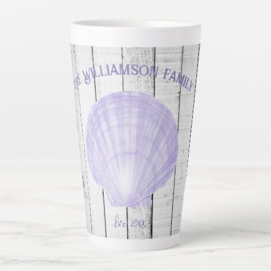 Paarse Scallop Shell Latte Mok (Voorkant)
