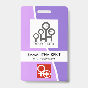 Paarse Schaduwen Witte Golf Foto Sjabloon Personee Badge