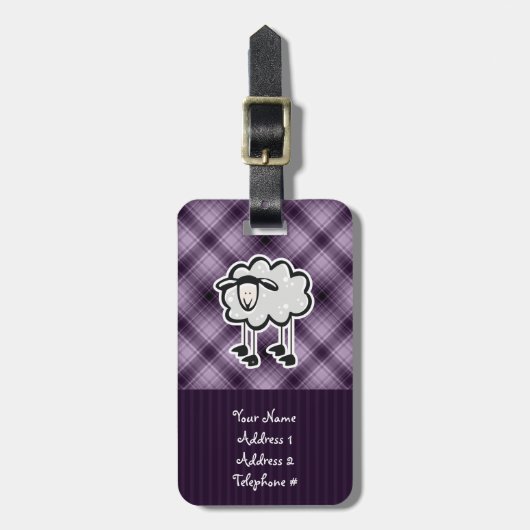 Paarse schapen bagagelabel (Voorkant verticaal)