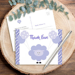 Paarse schattig lief lam, Baby shower dank u Briefkaart