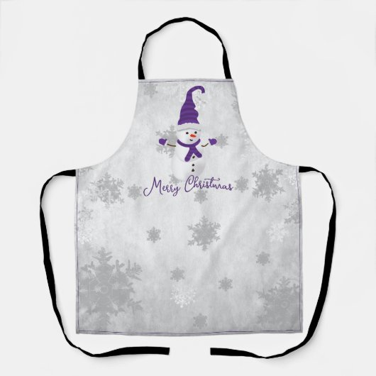 Paarse schattige sneeuwman vakantie Schort (Voorkant)