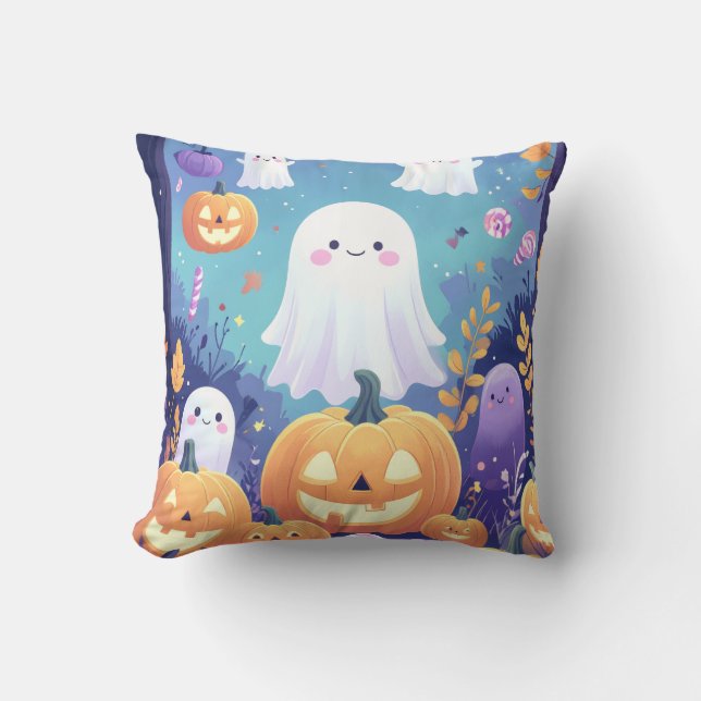 Paarse Schattigee Halloween Kussen (Voorkant)