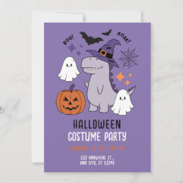Paarse Schattigee Illustratieve Halloween Party Kaart
