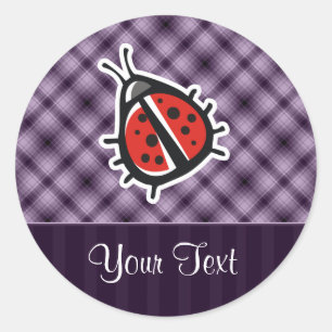 Paarse Schattigee lieveheersbeestje Ronde Sticker