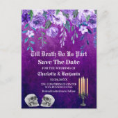 Paarse schedel bespaart de datum van het huwelijk aankondigingskaart (Voorkant)