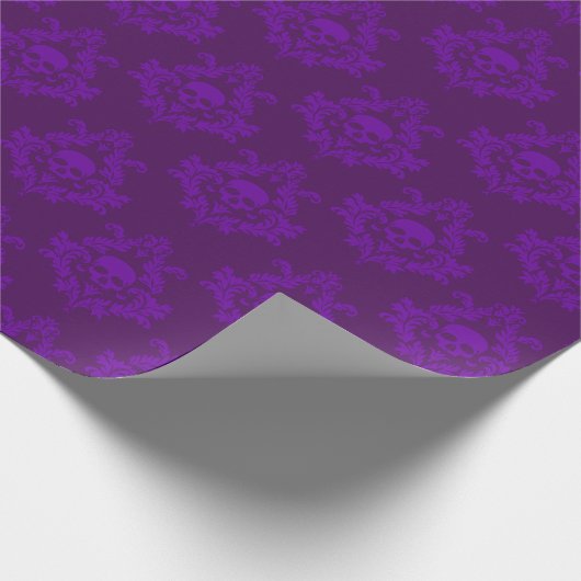 Paarse schedel damast op Paarse inpakpapier (Hoek)