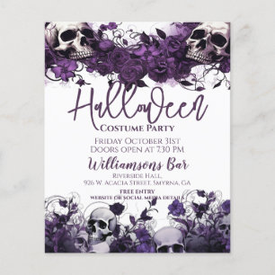Paarse schedel Halloween Party Flyer Sjabloon