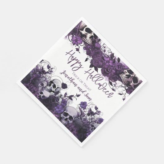 Paarse schedel Halloween Party Servet (Hoek)