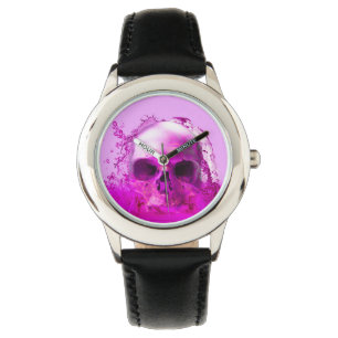 Paarse schedel in water horloge