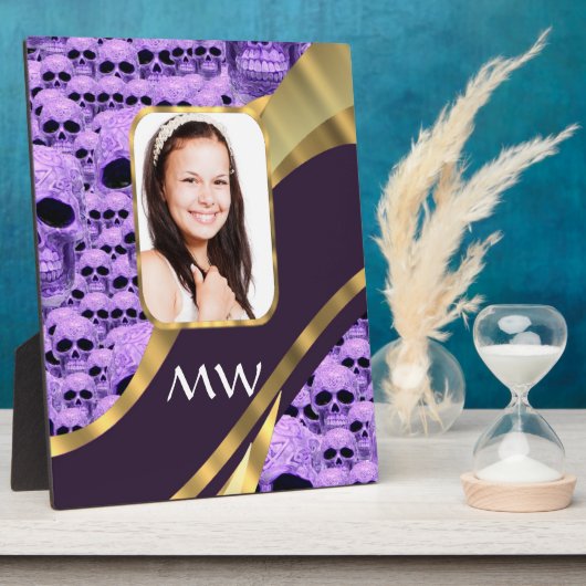 Paarse schedelcollage fotoplaat (Zijkant)